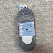 Peds Women's Mid-Cut Black  Gray Sport Mesh No Show Soft Liner Socks 6-Pack