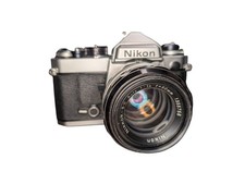 Vtg Nikon FE Silver 35mm SLR Film Camera 50mm f/1.4 Japan