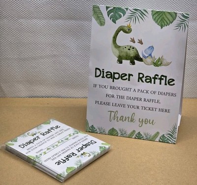 Diaper Raffle Tickets Diaper Raffle Sign Dinosaur Jungle Themed Baby Shower Game