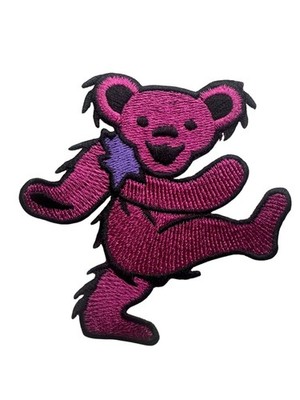 3.5 Inch Pink Grateful Dead Dancing Bear Embroidered Iron On Patch -  147-R