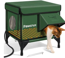 Indoor & Outdoor Heated Cat House With Escape Door and Weatherproof