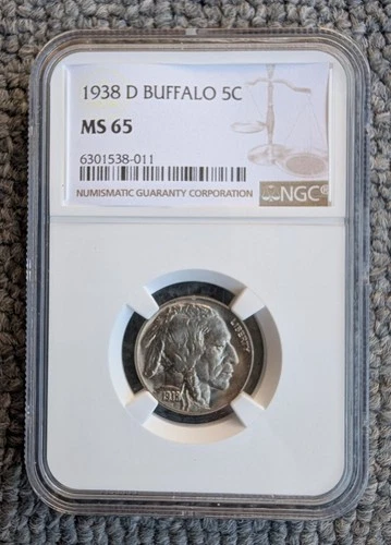 1938-D Buffalo 5C Nickel MS65