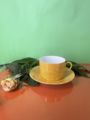 Laure Japy Paris Porzellan Jumbo Tasse mit Untertasse Yellow  SELTEN Wie Neu