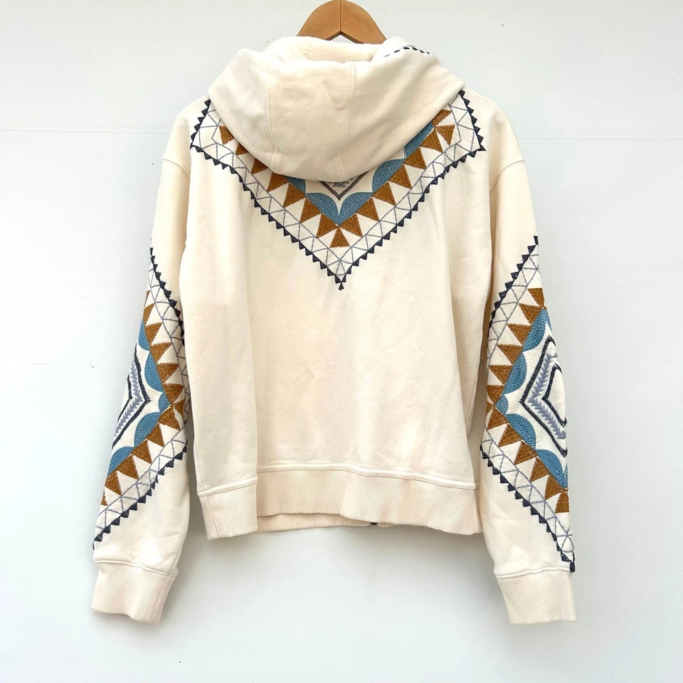 Sudadera con Capucha de Algodón Bordada Sundance Crema Suroeste Mediana Foto 3 de 4