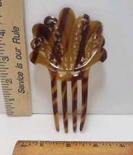 Tortoiseshell Hair Comb Art Deco Victorian Style Fan-Shape Plastic Celluloid
