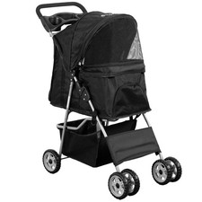VIVO Four Wheel Pet Stroller / Cat  Dog Foldable Carrier Strolling Cart Black