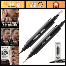 Viking Beard Filler Pens for Men - Grey Brown, 2 Pack - Waterproof Temporary Dye