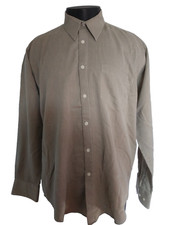 Yves Saint Laurent Brown Stripe Cotton Blend Dress Shirt Mens 16 1/2-34-35 Large