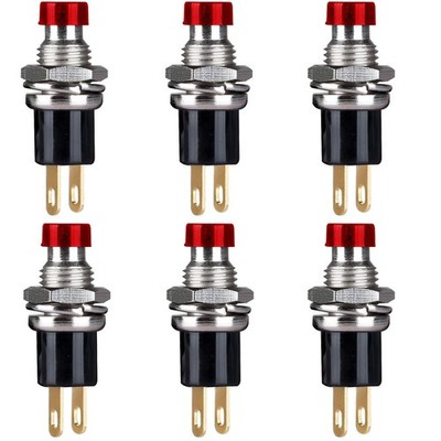 6 Stück Selbstsichernd 7 mm Mini Drucktastenschalter SPST Verriegelung Typ EIN/AUS 2 Pin Ro