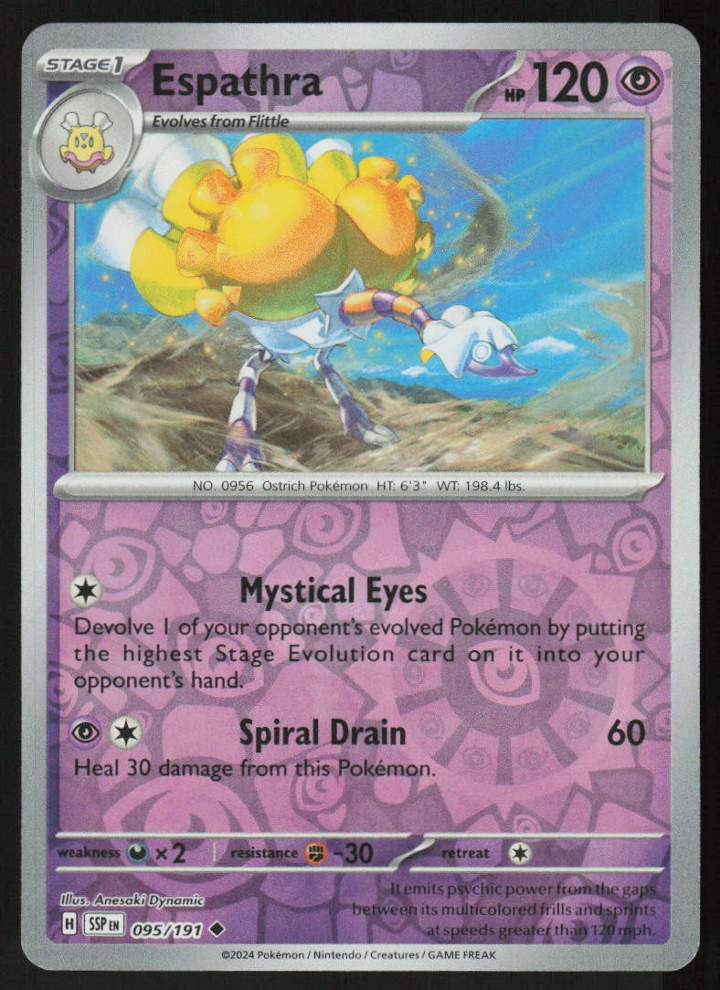 Espathra 095/191 Uncommon Surging Sparks Pokemon Reverse Holo Near Mint