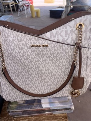 Michael Kors Jet Set Large Logo Shoulder Bag - Vanilla
