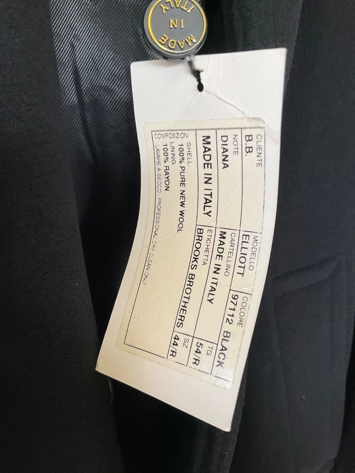 NEW Brooks Brothers Elliott Black Wool Raglan Sleeve Overcoat - 44R - Image 3 of 4