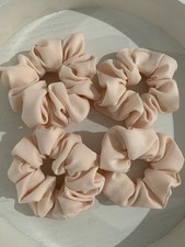 A pair of 2 Peach Color Handmade Scrunchies - For Bridal, Gifting - Peachy Pink