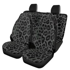 Black Leopard Print Car Seat Covers Vehicle Front Seat And Rear Bench Split ...