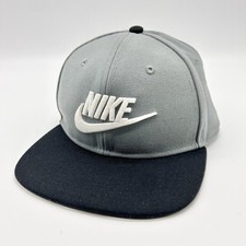 Nike Dri-Fit Snapback Hat Cap Youth Boys Gray Black Flat Brim Adjustable