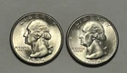 1934 HEAVY MOTTO BU AND 1934 MEDIUM MOTTO BU WASHINGTON QUARTER