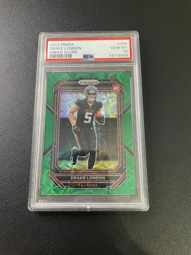 2022 Panini Prizm Drake London Green Scope RC # /75 PSA 10 !! 🔥🔥 Falcons