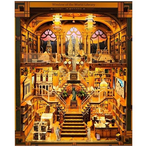 Book Nook Kit - DIY Miniature World Library Booknook - 3D Window of the World