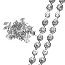 2 Pcs Upholstery Tacks Strips, 3.28ft Furniture Decorative Nails Silver Flower