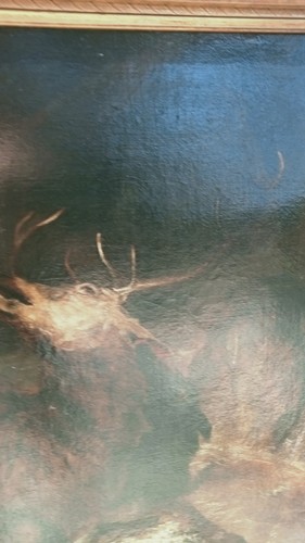 Altes Ölgemälde auf Leinwand nach Edwin Landseer Hirsche und Jagdhunde - Bild 4 von 22