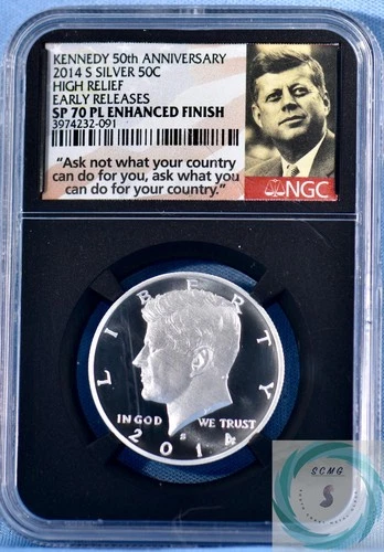 2014 Kennedy Half Dollar NGC SP 70 PL ENHANCED FINISH 50th Anniversary!