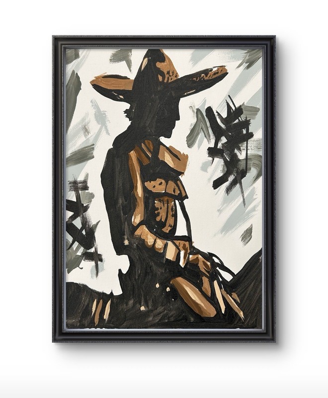 Original Abstract Mexican Charro Painting 14x11 canvas Modern Wall Art Home Deco
