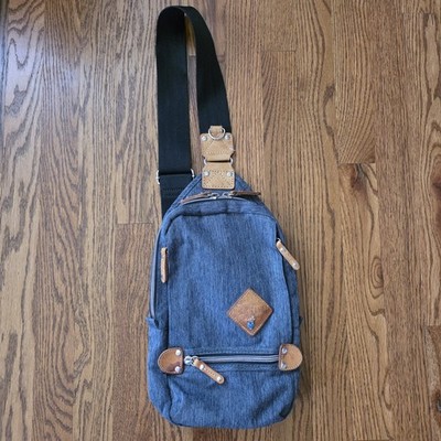Harvest Label Element Sling Pack Shoulder Bag Denim Blue/ Leather Accents 