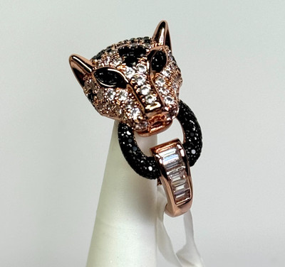 Bomb Party UNTAMED JAG Ring  Silence Has Teeth  Black Onyx CZ Rose Gold Sz 9