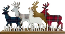 Rustic Wooden Elk Christmas Sign for Home Holiday Tabletop Décor