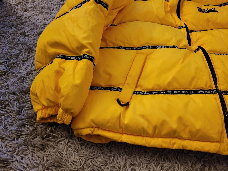 First Down Jacket Men XXL Vintage Puffer Coat Duck Feather Down Y2K 90s HipHop - Image 3 of 4