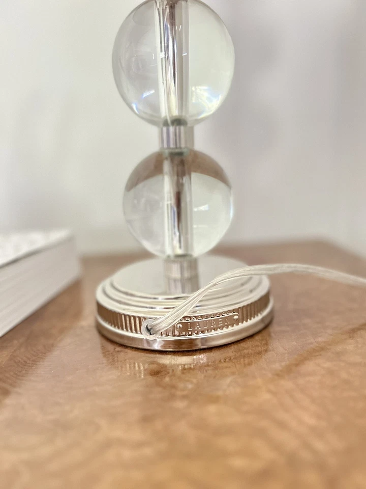 Abajur de mesa Lauren Ralph Lauren vidro pesado empilhado esfera bola prata cromada - Imagem 3 de 4