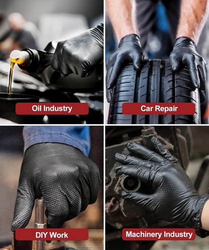 8 Mil Heavy Duty Disposable Nitrile Gloves with Diamond Texture Grip Rubber Glov - Picture 5 of 6