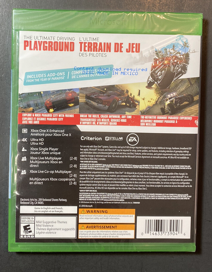 Burnout Paradise Remastered (XBOX ONE) NEW | eBay