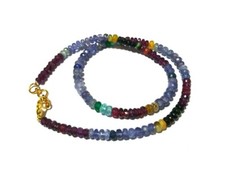 Natural Multi-Stone Faceted Rondelle 4.5-5.5mm Gemstone Beads 17"Inch 1 Necklace
