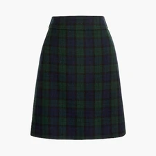 J Crew BA850 NWT Size 12 Beautiful Blackwatch Plaid Wool Blend A-Line Mini Skirt