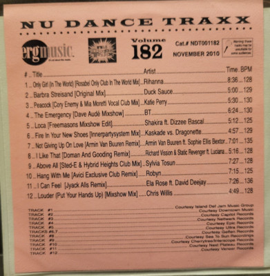 ERG dance 182, cd, 2010, Rihanna, Duck Sauce, Katy Perry, Shakira