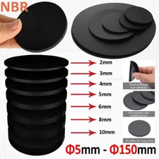 Round Rubber Pads Disc Sheet Gasket Thick 1/1.5/2/3/4/5/6/8/10mm Dia 5mm - 150mm