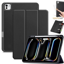 Case For Apple iPad Pro M4 13 in 2024 Leather Stand Smart Cover w/ Pencil Holder