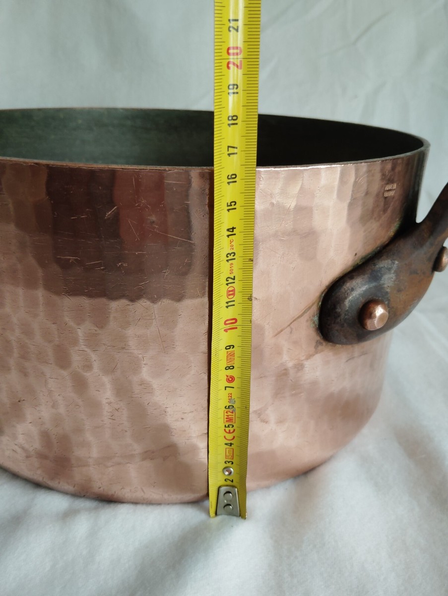 Grande Casserole En Cuivre Martelé - Simon Paris - Batterie De Cuisine Française Vintage