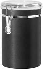 Oggi Stainless Steel Kitchen Canister 62 Fl Oz, Black - Airtight Clamp Lid, Clea