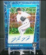 2021 Panini Optic Baseball Nick Neidert AUTO Carolina Blue Velocity /75 Marlins