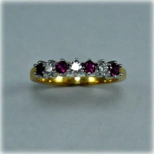 0.50 Ct Round Natural Ruby & Diamond Wedding Ring 14K Yellow Gold Finish Size 6