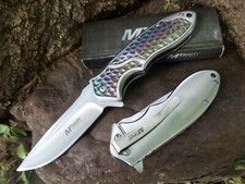 Spring Assisted Pocket knife Titanium Coated EDC Guys Ladies Stainless Steel