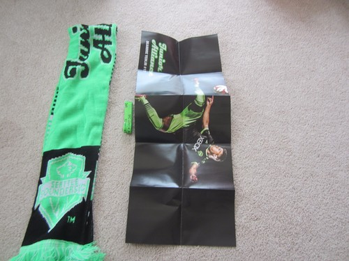 Seattle Sounders FC 2014 Junior Alliance Pemco knit fan scarf NEW with poster... - Picture 5 of 6