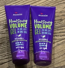 (2)  Aussie Head Strong Volume Gel 20 Hr Lift Bamboo Kakadu Plum Maximum Hold
