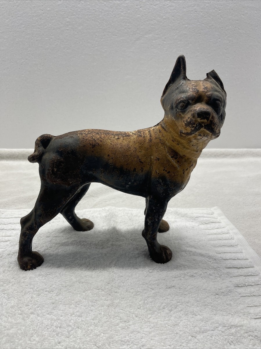 Antique Cast Iron French Bulldog Chipped Ear Figure Doorstop