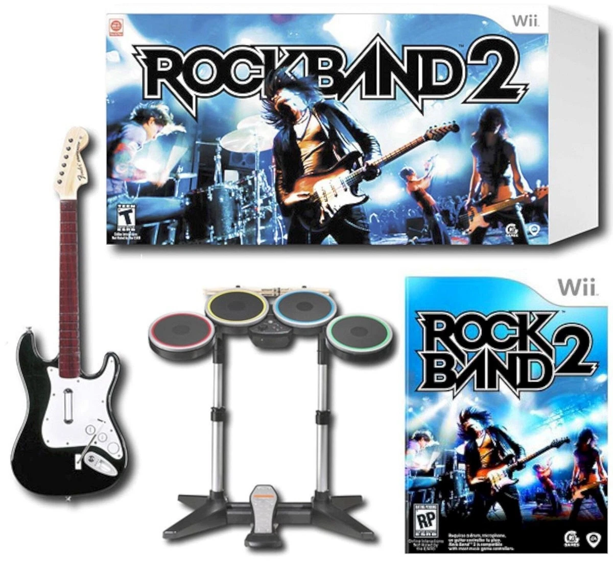 Guitar Hero 5 Super Bundle BAND SET Kit Drums+Mic+Guitar Game Nintendo Wii  Wii-U