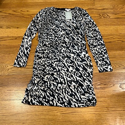 hm draped bodycon dress NWT H&M Size Medium Black and Beige and pleats on one THE ARCHIVES DROP 5 Womens burgundy leather dress Color:Spotted Leopard