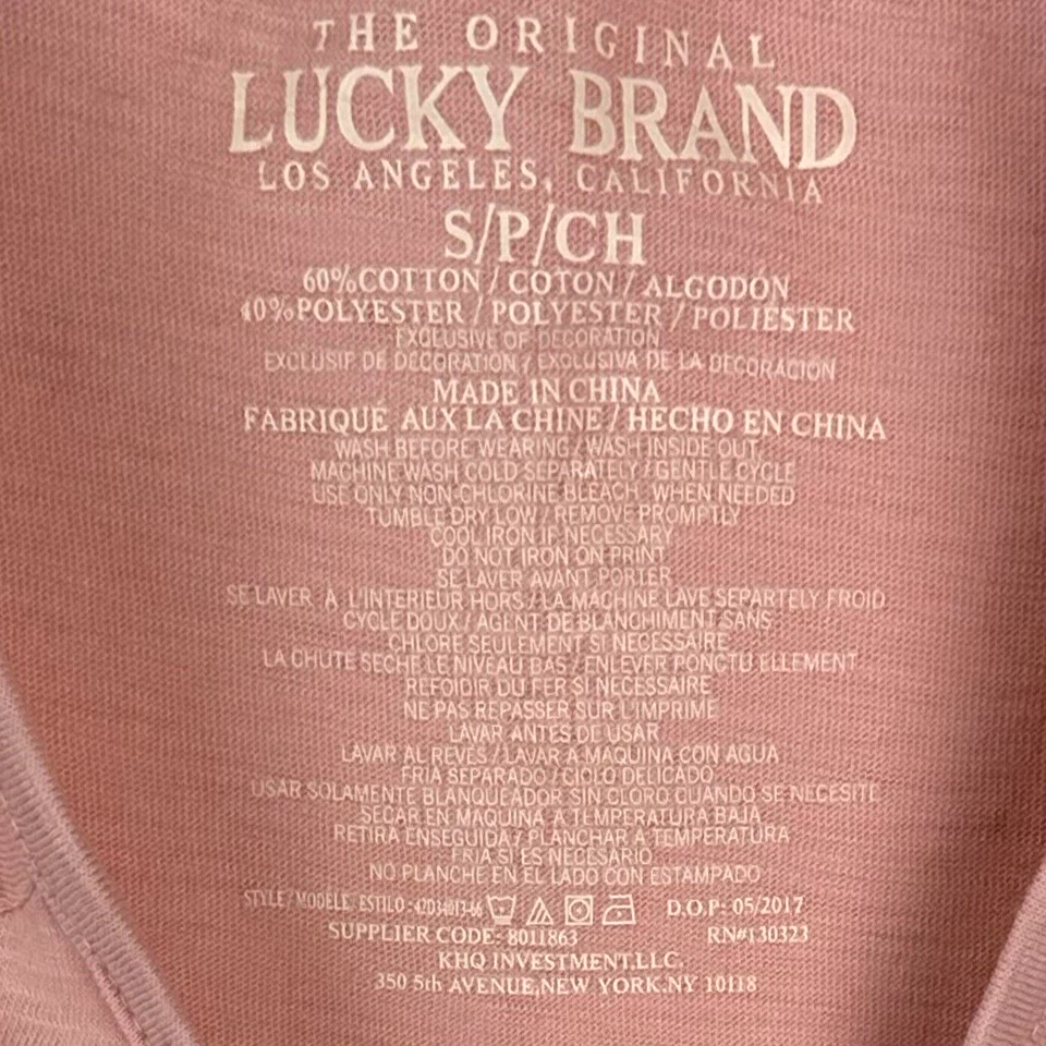 Camiseta informal Lucky Brand Kids rosa blanca manga corta algodón trébol logotipo talla S Foto 2 de 2