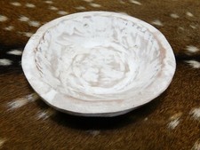 Carved Wooden Dough Bowl Primitive Wood Trencher Tray Rustic Home Decor 6 1/8"